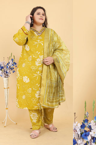 Monjolika Fashion Mustard Premium Rayon Hand Work Classic Salwar Suit