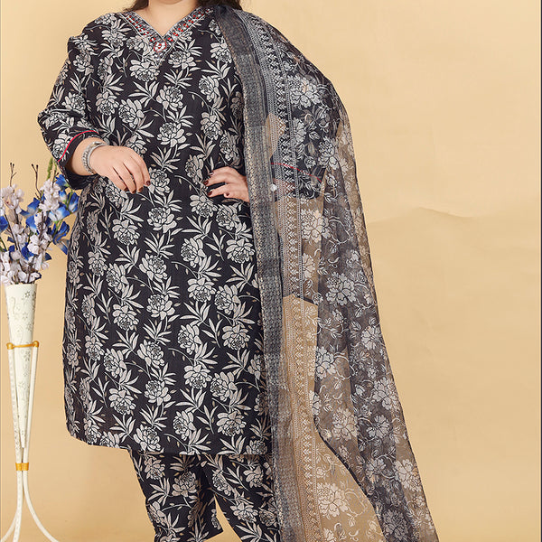 Monjolika Fashion Black Lichi Viscose Hand Work Classic Salwar Suit