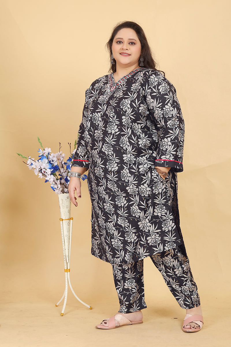 Monjolika Fashion Black Lichi Viscose Hand Work Classic Salwar Suit