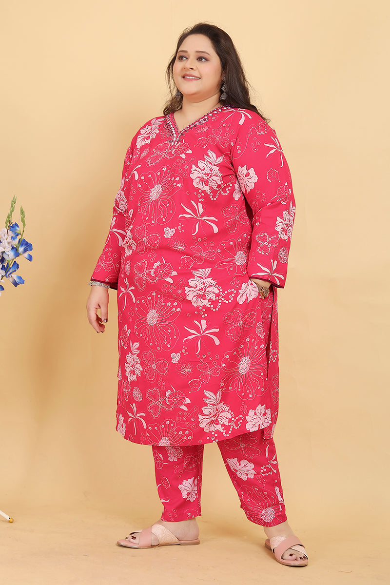 Monjolika Fashion Pink Premium Rayon Hand Work Classic Salwar Suit