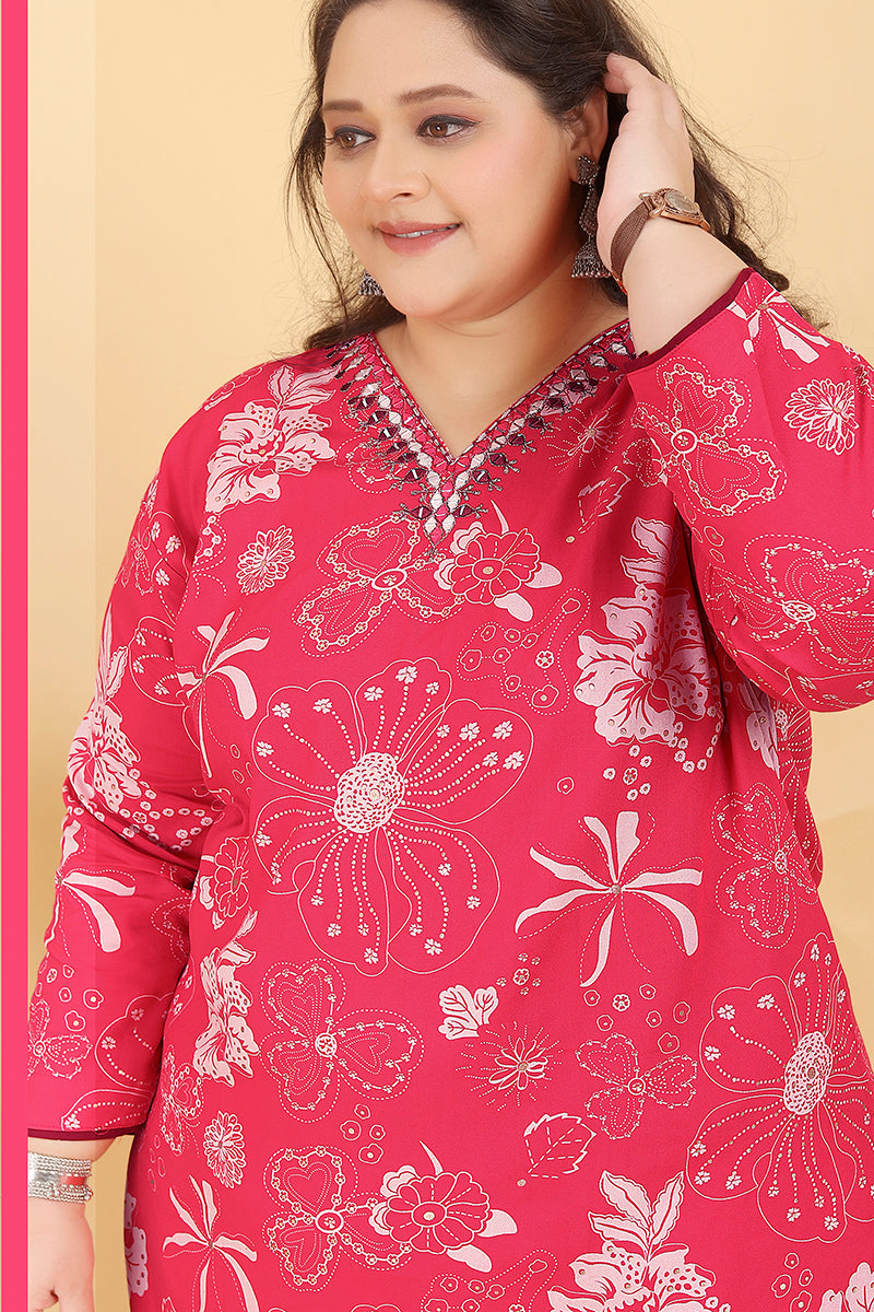 Monjolika Fashion Pink Premium Rayon Hand Work Classic Salwar Suit