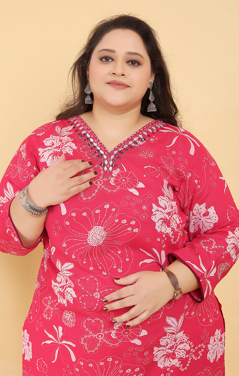 Monjolika Fashion Pink Premium Rayon Hand Work Classic Salwar Suit