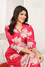 Thumbnail for Monjolika Fashion Red Rayon Floral Printed Designer Kurti With Pant