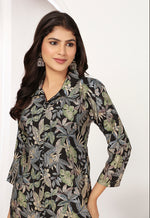 Thumbnail for Monjolika Fashion Black Chanderi Floral Printed Designer Kurti With Pant
