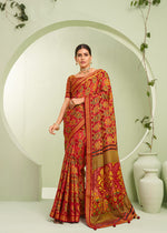 Thumbnail for Monjolika Fashion Red Ceremonial Paisley Printed Georgette Designer Saree