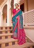 Monjolika Fashion Printed Silk Teal Blue Classic Saree - Distacart