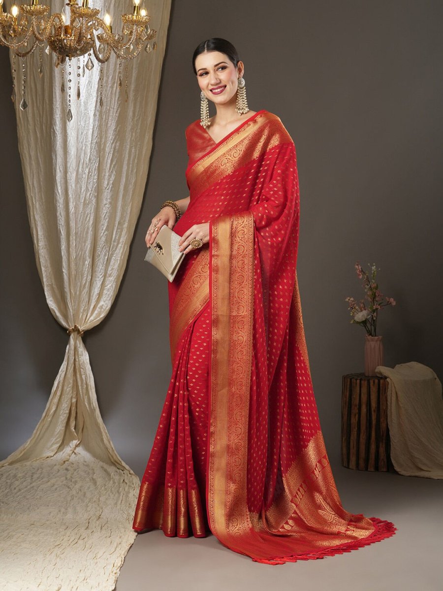 Anouk Ethnic Motifs Zari Pure Georgette Kanjeevaram Saree - Distacart