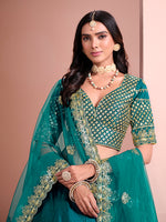 Thumbnail for Monjolika Fashion Teal Embroidered Art Silk Designer Lehenga Choli