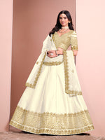 Thumbnail for Monjolika Fashion Off White Embroidered Art Silk Designer Lehenga Choli