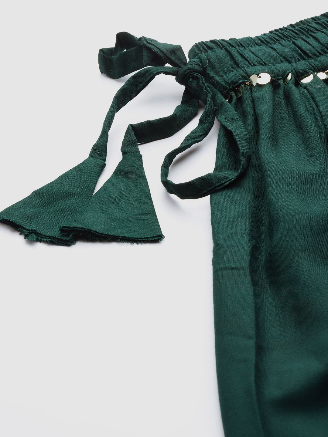 TAG 7 Women Green Solid Flared Palazzos