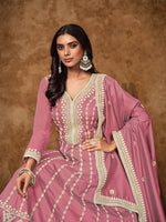 Thumbnail for Monjolika Fashion Pink Color Embroidered Santoon Silk Salwar Suit