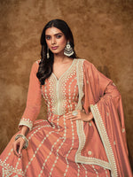 Thumbnail for Monjolika Fashion Peach Color Embroidered Santoon Silk Salwar Suit