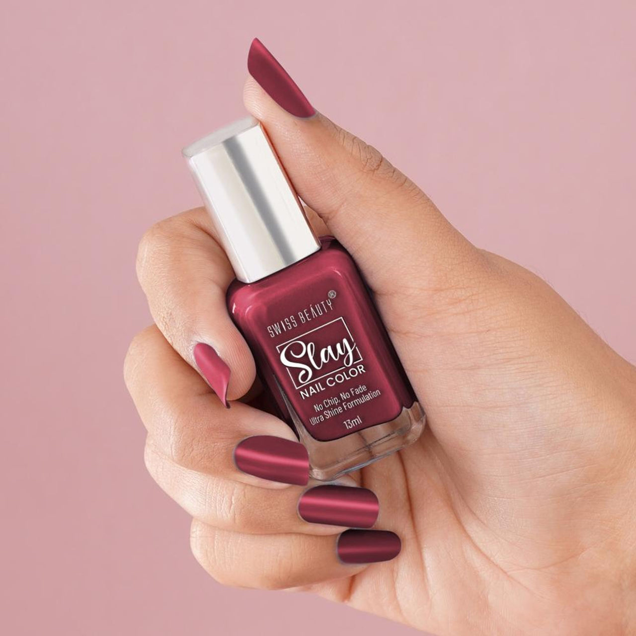 Swiss Beauty Slay Nail Color Ultra Shine Formulation - 34 Maroon Bloom
