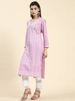 Thumbnail for HOUSE OF KARI Cotton Floral Embroidered Chikankari Kurta - Distacart