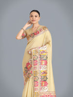 Thumbnail for Monjolika Fashion Pashmina Silk Beige Gold Zari Woven Saree? - Distacart
