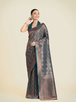Thumbnail for Monjolika Fashion Teal Color Banarasi Silk Woven Saree - Distacart