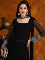 Thumbnail for Sangria Embroidery Georgette Kurta Palazzo With Dupatta Set