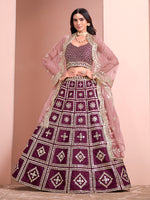 Thumbnail for Monjolika Fashion Purple Embroidered Art Silk Trendy A Line Lehenga Choli
