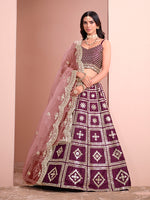 Thumbnail for Monjolika Fashion Purple Embroidered Art Silk Trendy A Line Lehenga Choli
