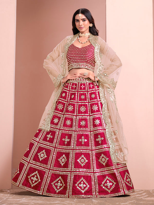 Monjolika Fashion Rani Embroidered Art Silk Trendy A Line Lehenga Choli