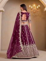 Thumbnail for Monjolika Fashion Art Silk Embroidered Dark Purple Lehenga Choli
