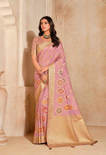 Thumbnail for Monjolika Fashion Light Pink Color Weaving Silk Classic Saree