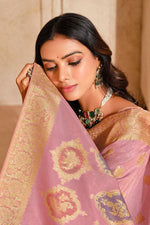 Thumbnail for Monjolika Fashion Light Pink Color Weaving Silk Classic Saree