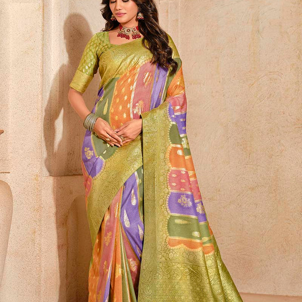 Monjolika Fashion Light Green Color Weaving Silk Classic Saree - Distacart