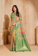 Thumbnail for Monjolika Fashion Turquoise Color Weaving Silk Classic Saree