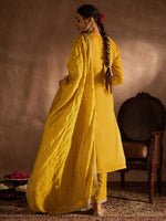 Thumbnail for Indo Era Yellow Paisley Embroidered Regular Straight Kurta With Trousers & Dupatta