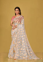 Thumbnail for Monjolika Fashion Off White Color Organza Brasso With Beautiful Printed Saree - Distacart