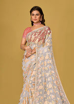 Thumbnail for Monjolika Fashion Off White Color Organza Brasso With Beautiful Printed Saree - Distacart