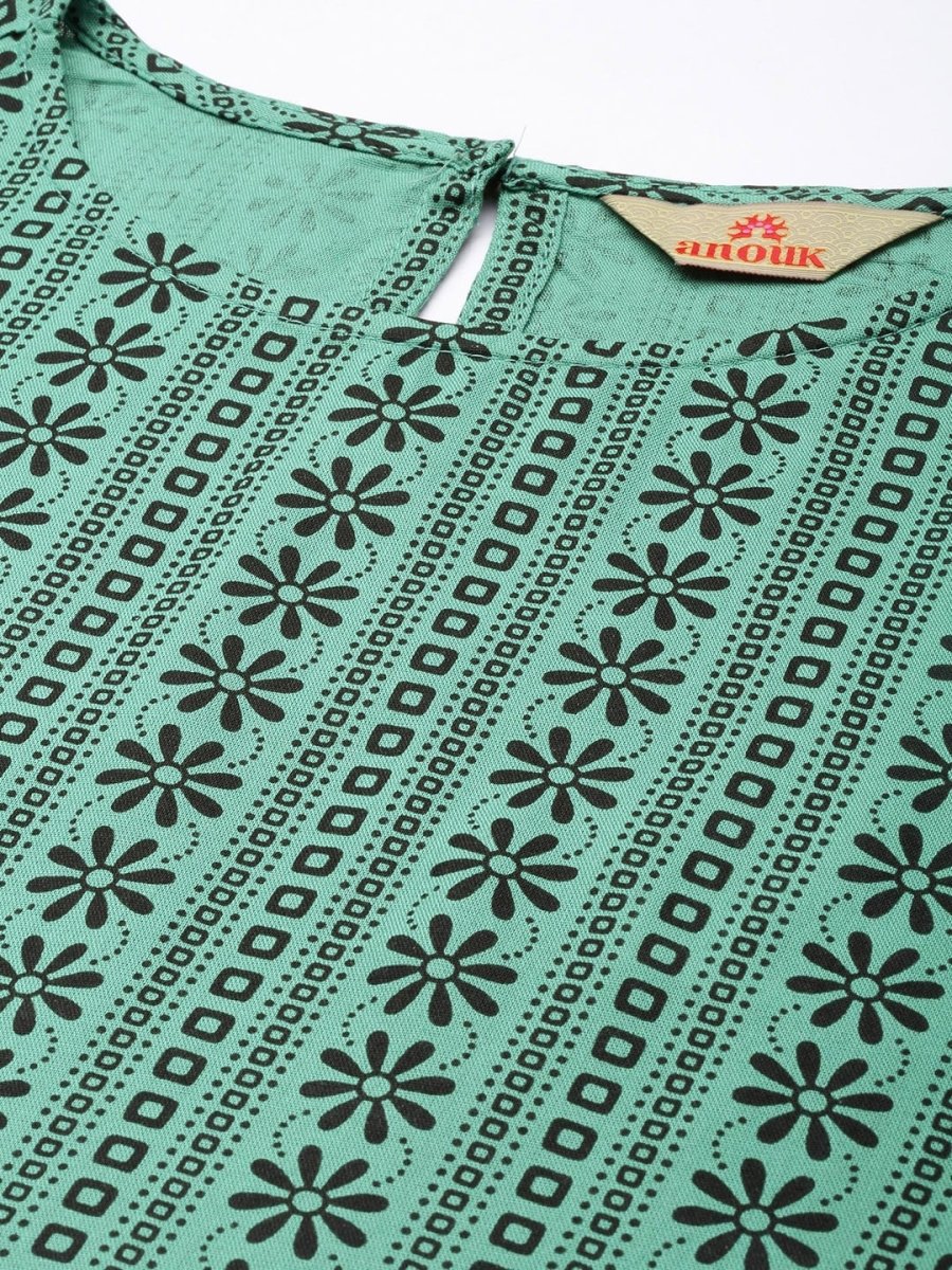 Anouk Ethnic Motifs Printed Straight Kurta with Palazzos - Distacart