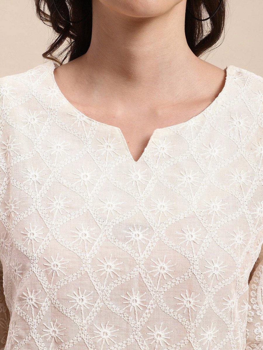 Anouk Ethnic Motifs Embroidered Pure Cotton Kurta With Trousers & Dupatta - Distacart