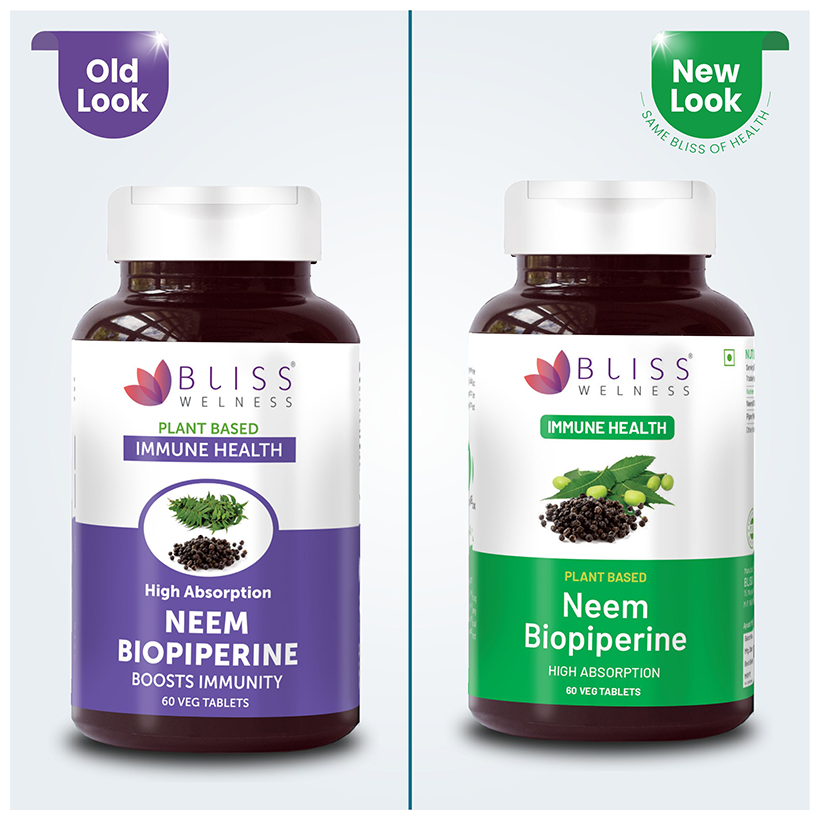 bliss welness immune health neem biopiperine veg tablet