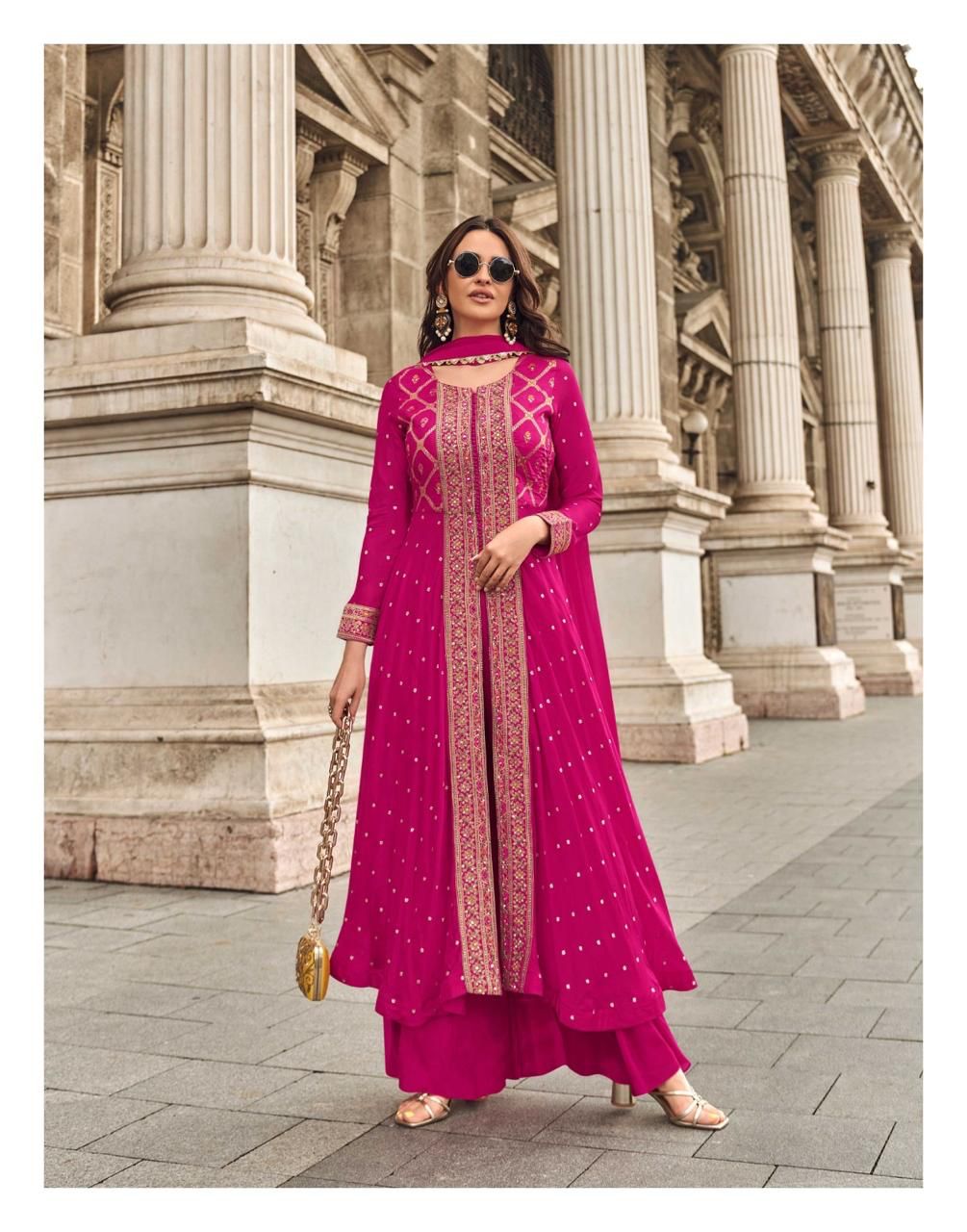 Anaita Pink Chiffon Sequins Embroidered Readymade Salwar Suit - Distacart