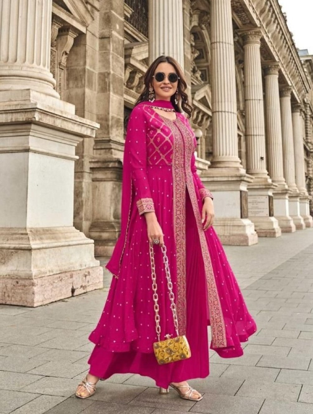 Anaita Pink Chiffon Sequins Embroidered Readymade Salwar Suit - Distacart