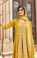 Thumbnail for Anaita Yellow Chinon Sequence Embroidered Readymade Salwar Suit - Distacart