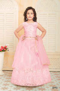 Thumbnail for Kids Functional Designer Pink soft NetLehenga choli - Aaradhna - Distacart