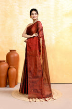 Thumbnail for Piyari Fashion Women's Maroon Dual Tone Organic Tissue Saree With Blouse Piece - Distacart