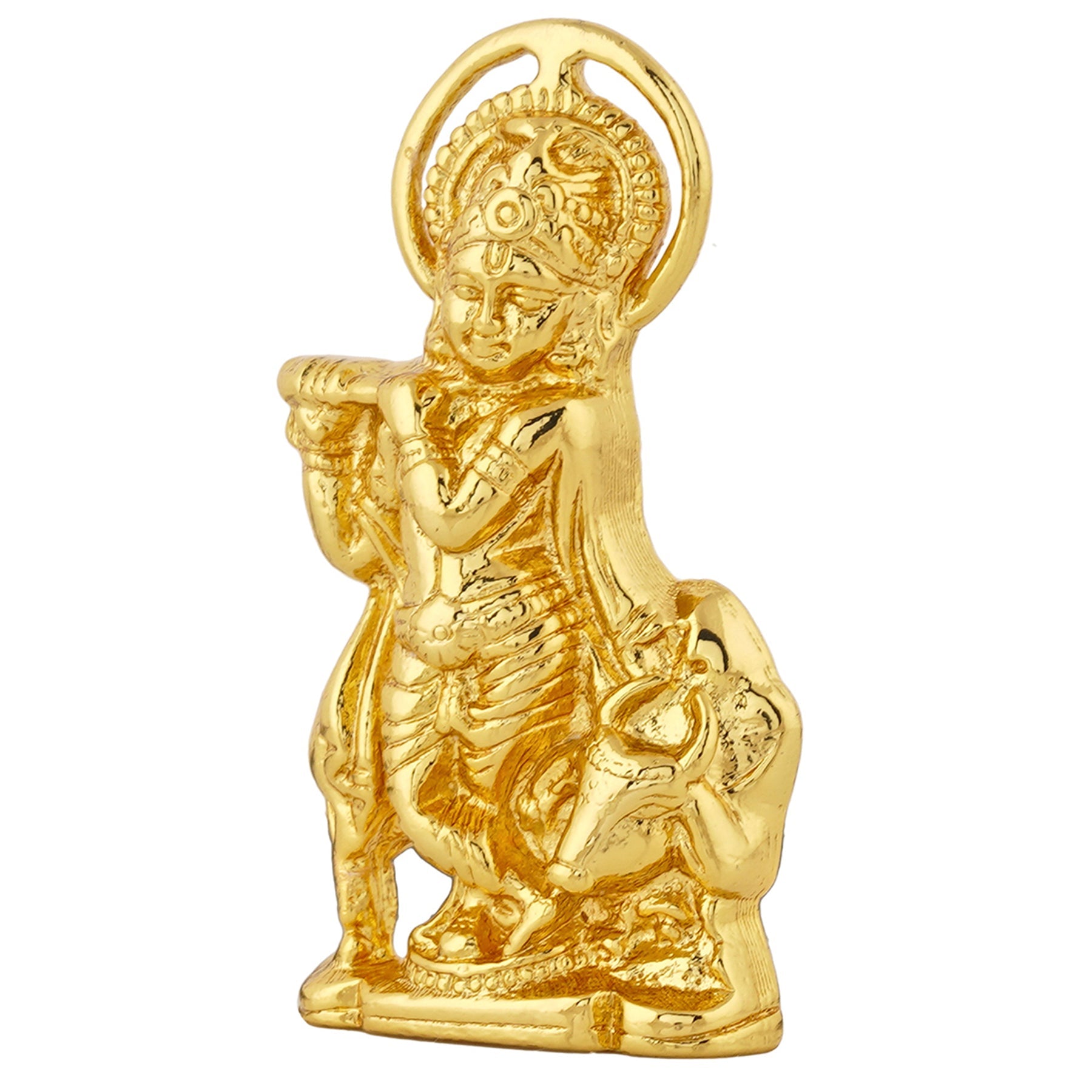 Estele Gold-Polished God of love Sri Krishna Idol with Kamdhenu for Home/Car decor - Distacart
