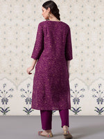 Thumbnail for Ode by House of Pataudi V-Neck Floral Printed Kurta With Trousers - Distacart