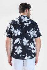 Thumbnail for Xkind Black Floral Printed Textured Regular Fit Shirt