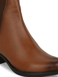 Thumbnail for Delize Women Block-Heeled Vegan Leather Mid-Top Chelsea Boots