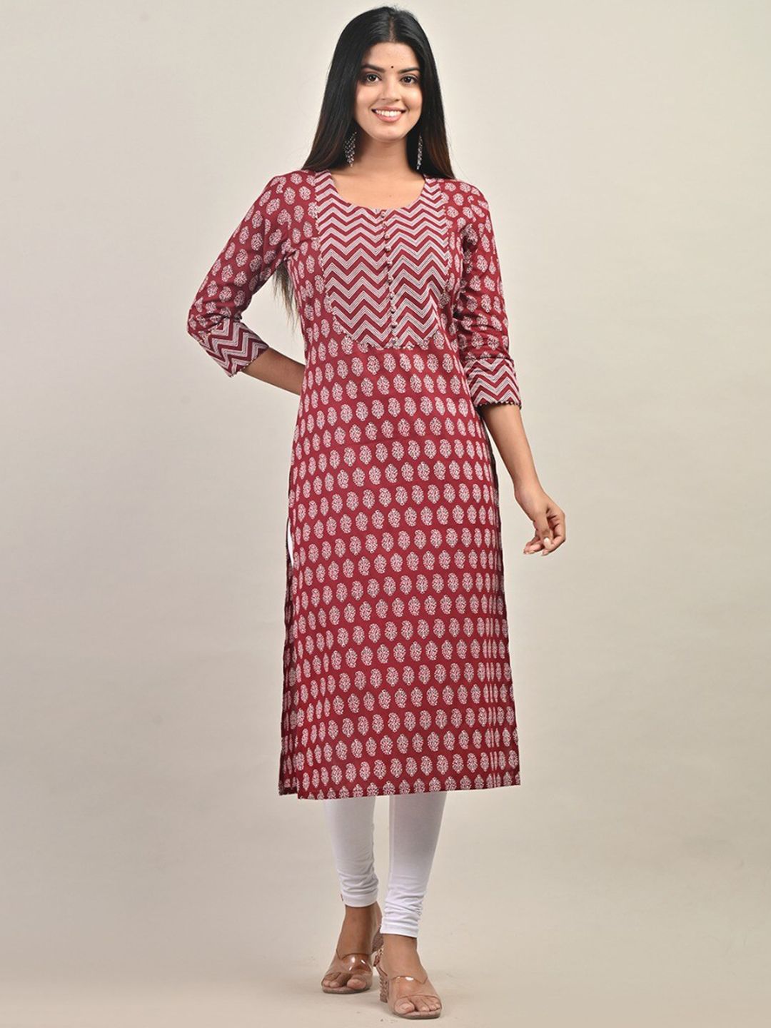 Swasti Ethnic Motifs Printed Gotta Patti Pure Cotton Kurta - Distacart