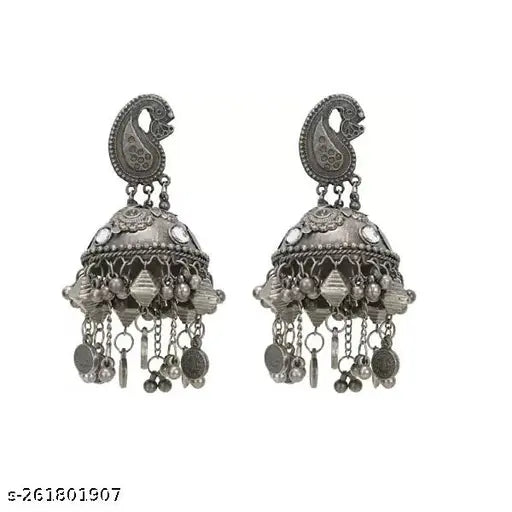 Tehzeeb Creations Women's Black Colour Oxidised Jhumki - Distacart