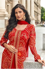 Thumbnail for Anaita Red Faux Georgette Printed Embroidered Readymade Salwar Suit - Distacart