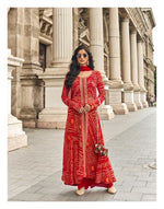 Thumbnail for Anaita Red Faux Georgette Printed Embroidered Readymade Salwar Suit - Distacart
