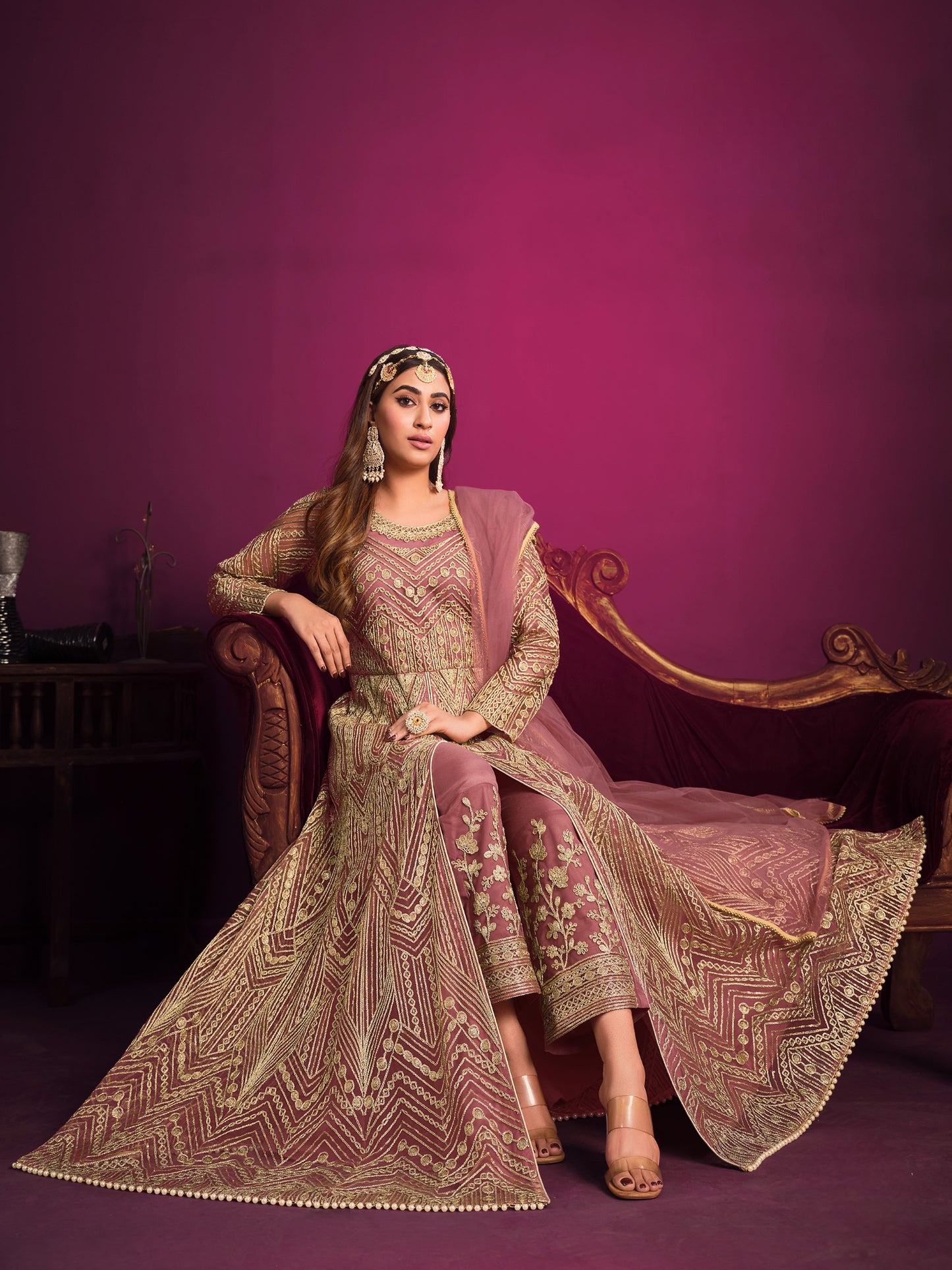 Anaita Pink Embroidered Net Anarkali Suit - Distacart