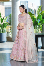 Thumbnail for Monjolika Fashion Light Pink Embroidered Silk Engagement A Line Lehenga Choli